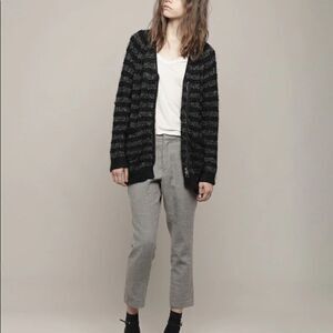 3.1 Philip Lim Black & Gold Metallic Stripe Cardigan